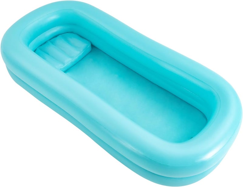 CNCEST Bedside Shower Bathtub Kit,Elderly Inflatable Bathtub for Adults,PVC Shower Bathtub with Electric Air Pump and Water Bag,Wash Fullbody in Bed,Portable for Elderly Disabled Seniors Handicapped (Blue) - Image 1
